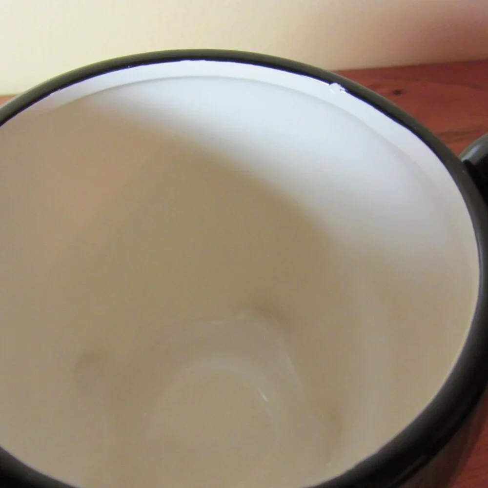 *BOGO mugs* 18 oz dolomite chubby black & white cat pier 1 mug (W5709)
